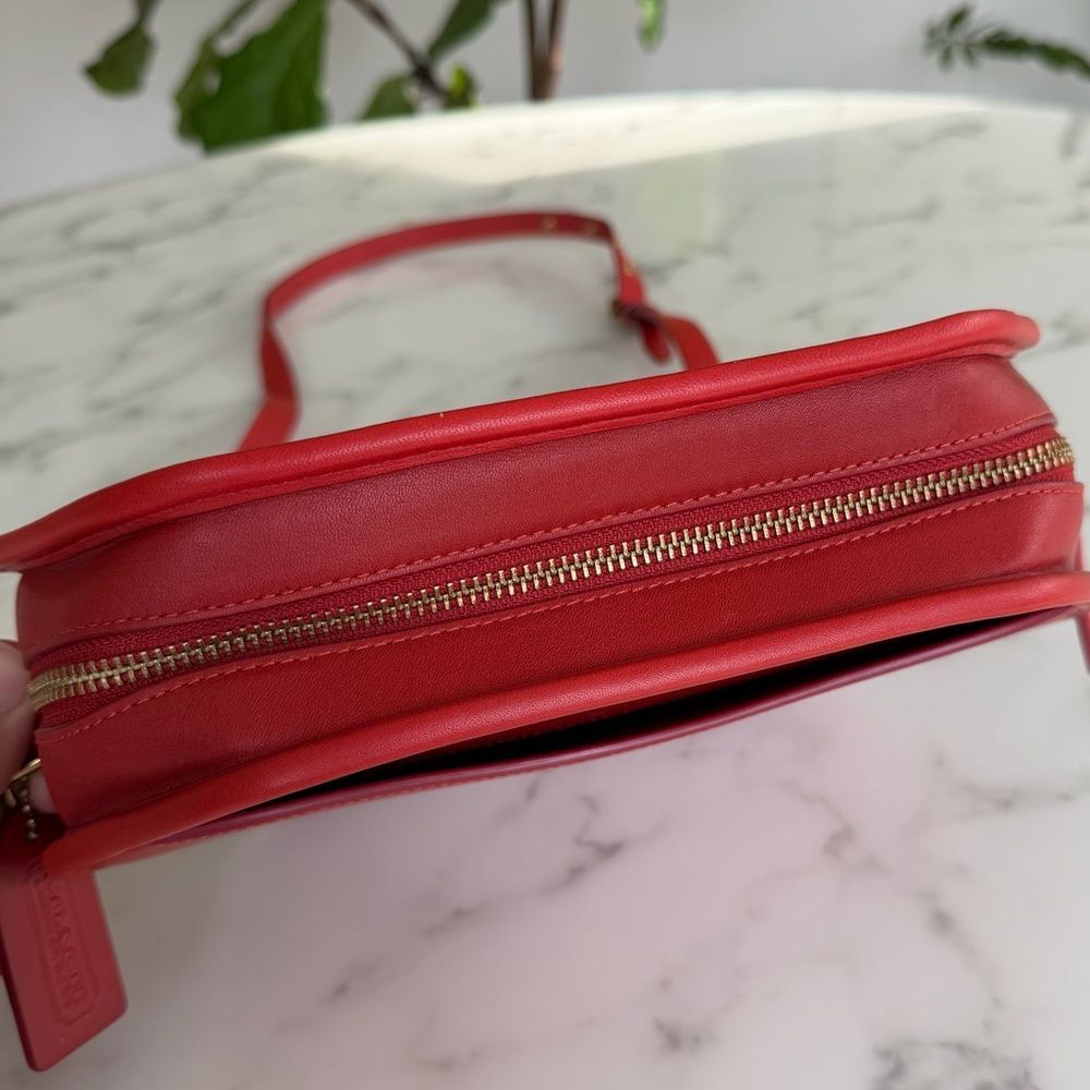 COACH Originals Archival Zip Geometric Pouch Leather Crossbody Bag Carmine Red - Picture 11 of 16